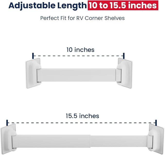 Adjustable RV Shower Corner Storage Bar- Durable Aluminum RV Corner Caddy for Shower Organization- Essential RV Bathroom Accessory- 3 Packs - Image 2