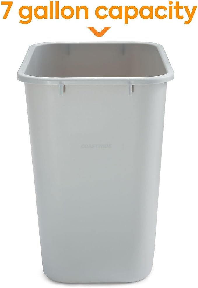 COASTWIDE Professional™ Indoor Trash Can Without Lid, Gray Soft Molded Plastic, 7 Gallon - Image 3