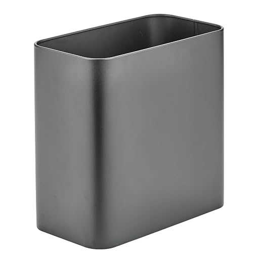 mDesign Small Metal 2.4 Gallon/9 Liter Trash Can Wastebasket Garbage Bin for Bathroom, Slim Rubbish Waste Bin Trashcans - Mirri Collection - Graphite Gray by mDesign