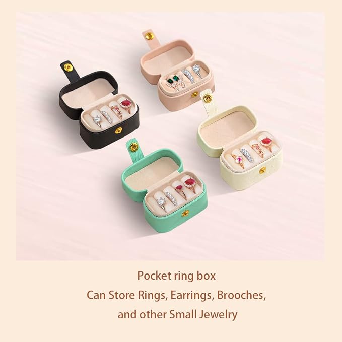 Travel Jewelry Ring Case,Small Jewelry Ring Box,Ring Holder,Mini Jewelry Case Portable Storage Case, for Women Girls, for Travel,Business,Wedding,Bridesmaid Gift (Black) - Image 5