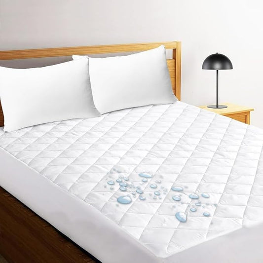 100% Cotton Cover Waterproof Mattress Pad Protector Polyester Filled Quilted Deep Pocket Fits Up to 18 Inches, Twin