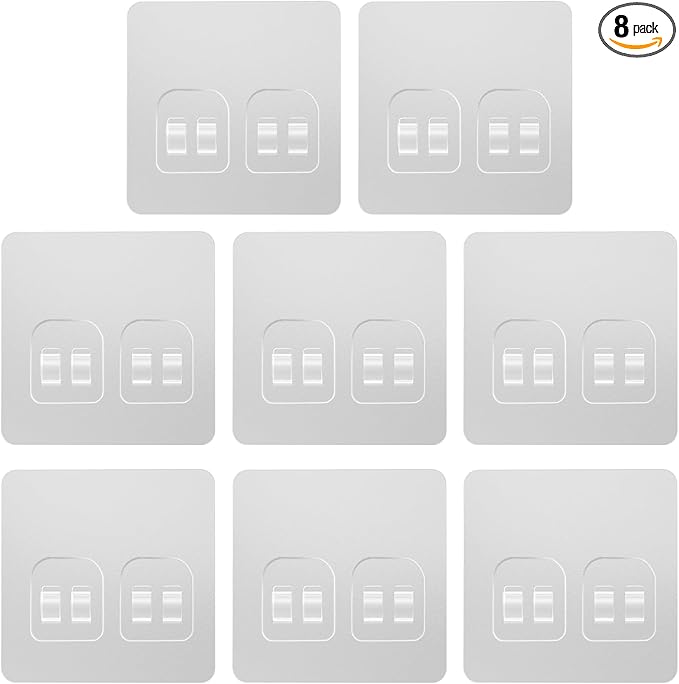 Lsnisni 8 Pack Shower Caddy Adhesive Replacement, Strong Adhesive Double Hooks for Shower Shelf, Waterproof Adhesive Hooks, No Drilling, for Bathroom Shelves, Kitchen Racks and Soap Holder by Lsnisni