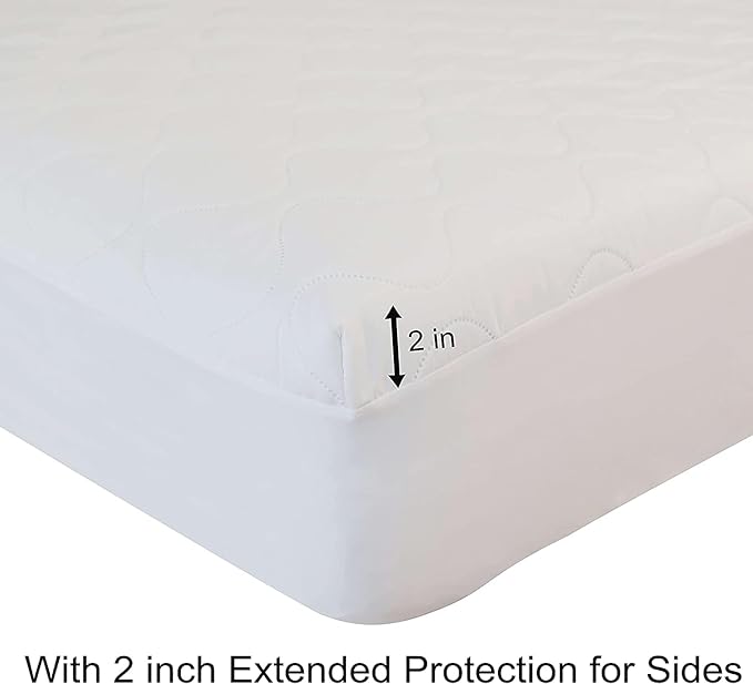 Kingnex Quilted Waterproof Split Top Queen Mattress Protector for Adjustable Bed 32-34 Split from Top Padded Fitted Matress Cover