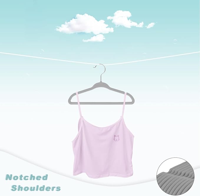 BAGAIL 50 Pack Kids Velvet Hangers 11 Inches Children's Clothes Hangers Non-Slip Baby Hangers for Infant/Toddler (Grey) - Image 3