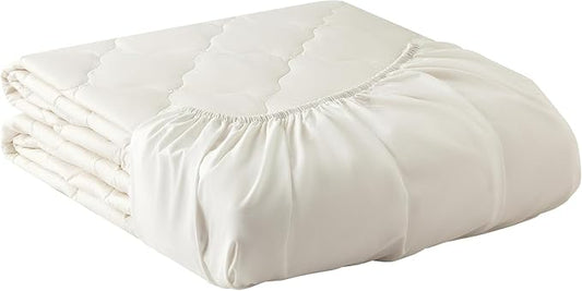 YATAS BEDDING Wool Mattress Protector, Mattress Cover with 100% Cotton Cover & Special Certificated Wool Filling, Bed Cover and Protector, Ecru (Queen Size - 18'' Depth) - 59"x79"