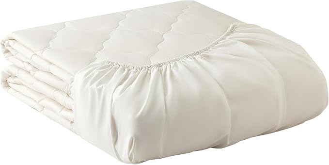 YATAS BEDDING Wool Mattress Protector, Mattress Cover with 100% Cotton Cover & Special Certificated Wool Filling, Bed Cover and Protector, Ecru (Full Size - 18'' Depth) - 55"x75"