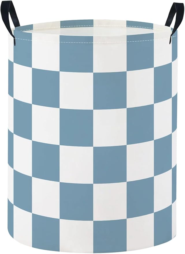 Baby Laundry Basket Baby Nursery Hamper Kids Laundry Basket Toy Storage Bin for Boys Room Decor Gift Baskets for Bedroom Bathroom(Blue Checkered) by TIBAOLOVER