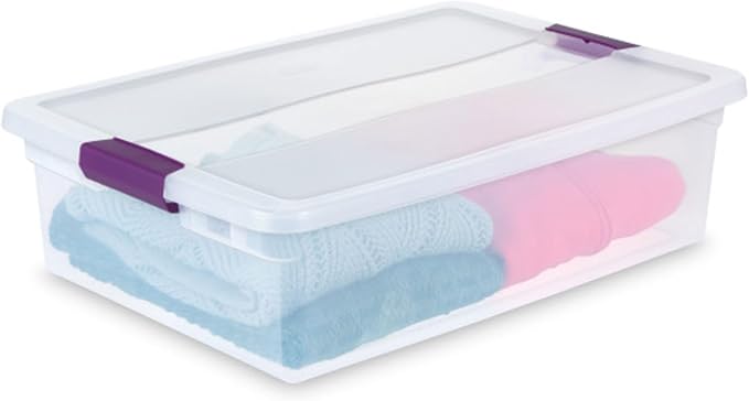 Sterilite 12-Pack 32 Quart ClearView Latch Box, Stackable Organizer Bins with Latching Lids - Clear Plastic Organization Containers for Closet, Bedroom, Shelving Units and Everyday Home Storage - Image 8
