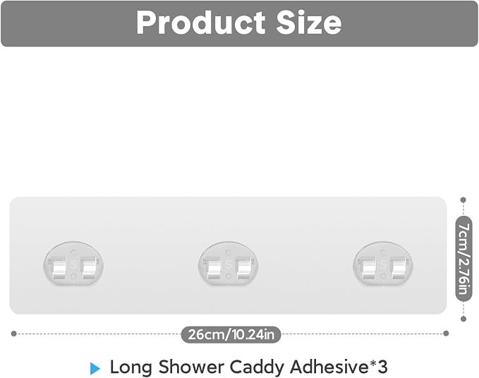 Shower Caddy Adhesive Replacement, Transparent Strong Adhesive Hooks, No Drilling, Waterproof, for Shower Caddy, Bathroom Storage Shelves and Kitchen Racks (Triple*3pcs) - Image 2