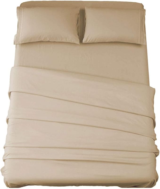 SONORO KATE Bed Sheet Set Super Soft Microfiber 1800 Thread Count Luxury Egyptian Sheets 16-Inch Deep Pocket，Wrinkle and Hypoallergenic-3 Piece (Taupe, Twin)