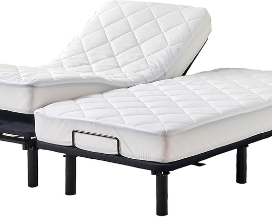 Kingnex Split King Mattress Topper for Adjustable Bed Fluffy Matress Cover Quilted Fitted Mattress Pad with Elastic Pocket