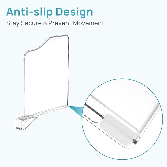 Vtopmart 12 Pack 12in Height Shelf Dividers for Closet Organization, Clear Plastic Closet Shelf Dividers of Upgrade 12in for Maximizing Vertical Space Storage, Organizing Sweater, Jeans, Shirts, Bags - Image 7