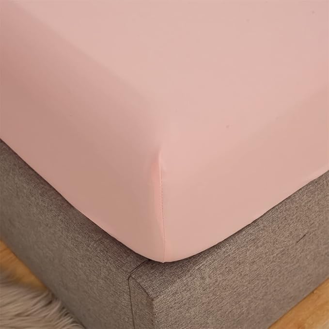 Holawakaka Full Waterproof Mattress Encasement Protector Pink Fitted Sheet Breathable Bed Mattress Pad Cover, 14" Deep Pocket (Blush,Full)
