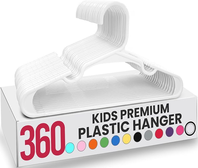 Utopia Home 360 Pack Kids Hangers - 11.5 Inch Plastic Baby Hangers for Closet - Childrens Hanger for Clothes & Infant Hanger for Closet - Ideal for Everyday Standard Use (White) by UTOPIAHOME