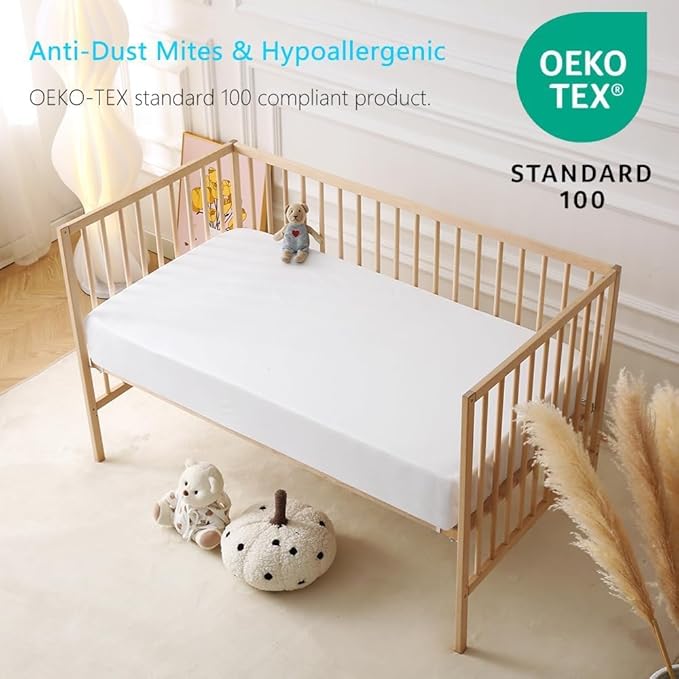 Nokolulu Waterproof Crib Mattress Protector: Toddler and Baby Mattress Protector Cover - Premium Soft Fitted Baby Sheet with 8 Inches Deep Pocket (28''x52'')