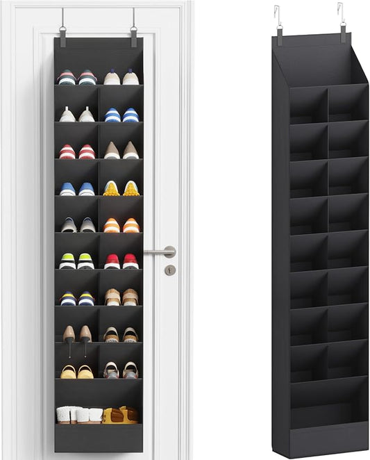 Lifewit 10 Tier Over the Door Shoe Organizer with 19 Large Deep Pockets, Fabric Hanging Shoes Shelf for Closet, Dorm Storage, Fit Up to 20 Pair Shoe Rack Holder for Sneakers, Boots, Black by Lifewit