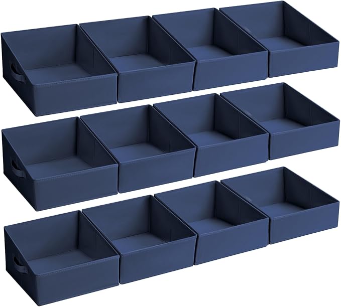 DIMJ Closet Storage Bins 12 Pack - Fabric Storage Baskets for Shelves, Collapsible Clothes Organizer with Handles, Trapezoid Shelf Organization Storage Cubes for Purse, Toys, Books, Towel, Clothes by DiMJ