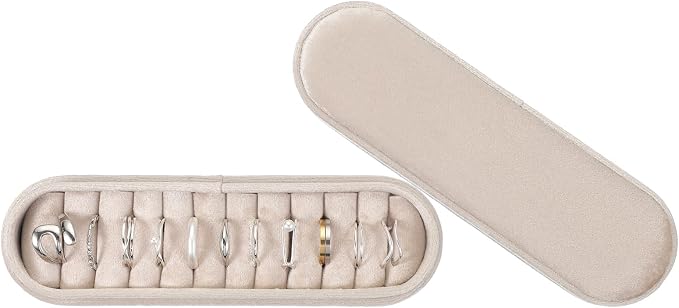 uxcell Velvet Ring Box, 11 Slots Travel Jewelry Case Ring Holder Organizer for Women Gift Proposal Christmas, White by uxcell