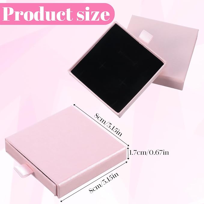 Jewellery Gift Box, 4 Pcs Ring Necklace Box Small Gift Boxes for Bracelets Earrings Necklaces Bracelet Drawer Organizer Square Pendent Storage Case for Birthday DIY Wrapping(Pink) - Image 5