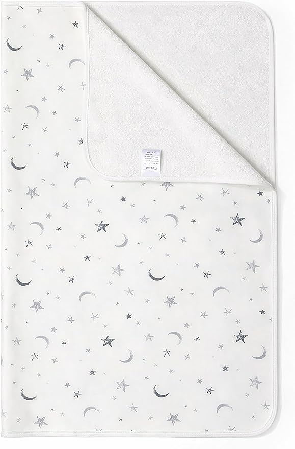 Baby Waterproof Bed Pad Washable Mattress Pad Reusable Underpads Bed Wetting Incontinence Cover for Baby Toddler Children and Adults-White Star