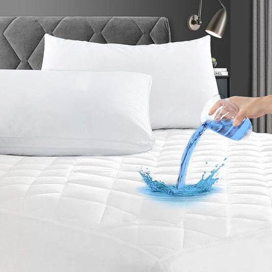 GRT Cali King Waterproof Mattress Pad, 100% Waterproof Quilted Fitted Mattress Protector, Noiseless Hollow Cotton Mattress Cover, Fitted 8"-26" Deep, Dust Proof