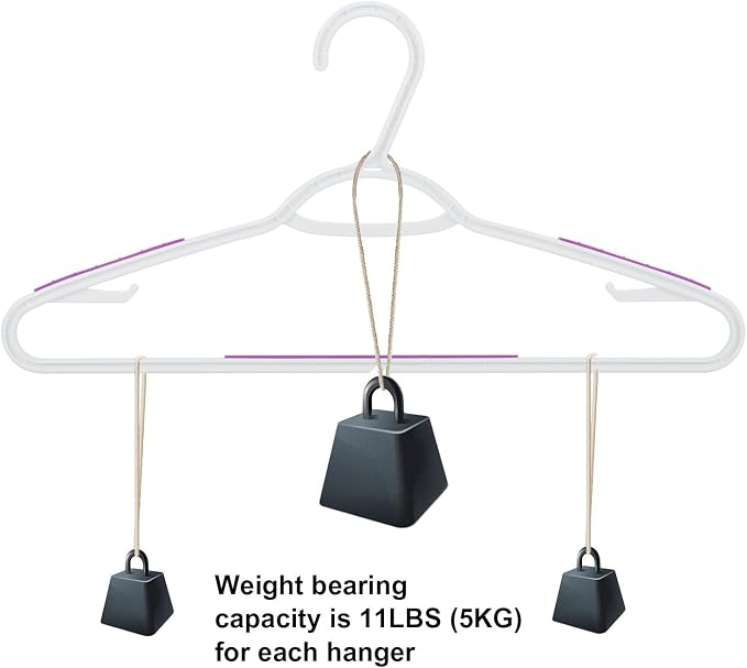 30 Pack Bendable Plastic Hangers Light-Weight Non-Slip Clothes/Suit Hangers (Purple) - Image 6