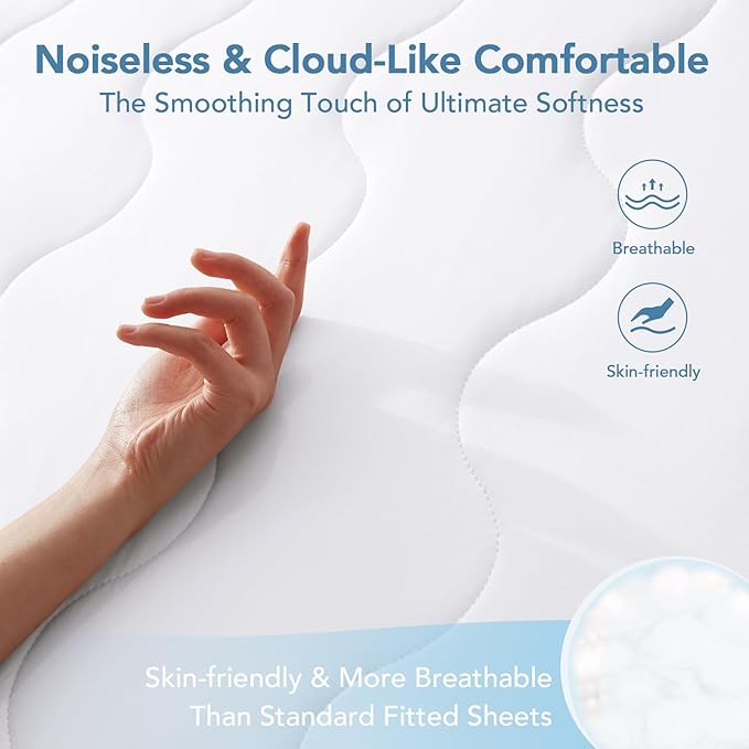 Instant Cool Full Mattress Pad for Hot Sleepers, Waterproof Cooling Mattress Topper Cover with TriSupport 3D Tech, Noiseless Washable Mattress Protector Pad with 8"-21" Deep Pocket