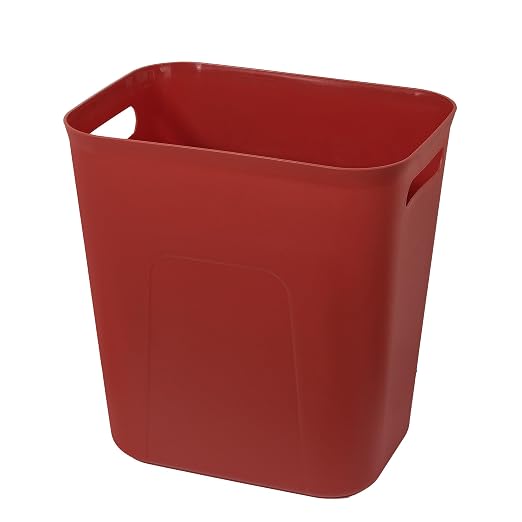UUJOLY Plastic Small Trash Can Wastebasket, Garbage Container Basket for Bathrooms, Laundry Room, Kitchens, Offices, Kids Rooms, Dorms, 3.5 Gallon, Red by UUJOLY