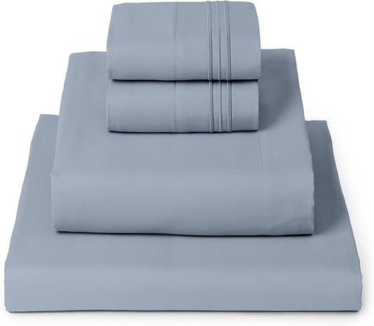Mellanni Queen Sheets Set - 4 PC Iconic Collection Bedding - Hotel Luxury, Extra Soft, Cooling Bed Sheets - Wrinkle, Fade, Stain Resistant (Queen, Blue Hydrangea)