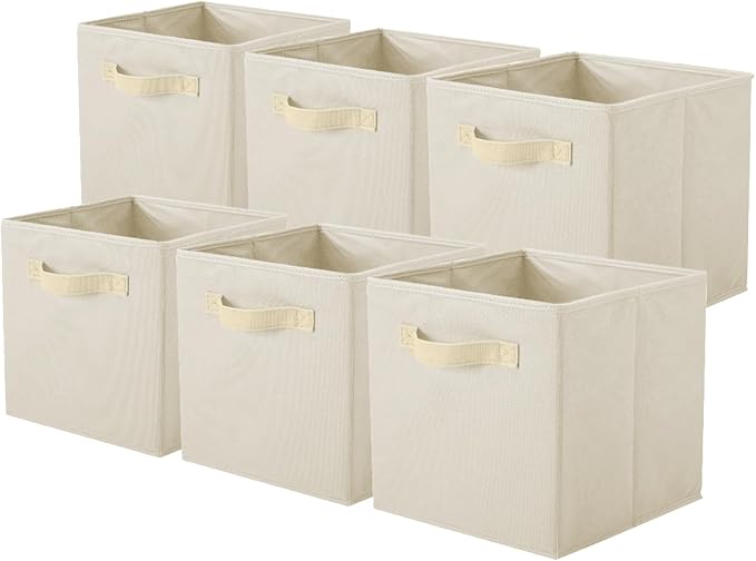 ShellKingdom Foldable Fabric Storage Cubes And Cloth Organizer Drawer For Closet And Toys, 6 Pack (Beige) by ShellKingdom