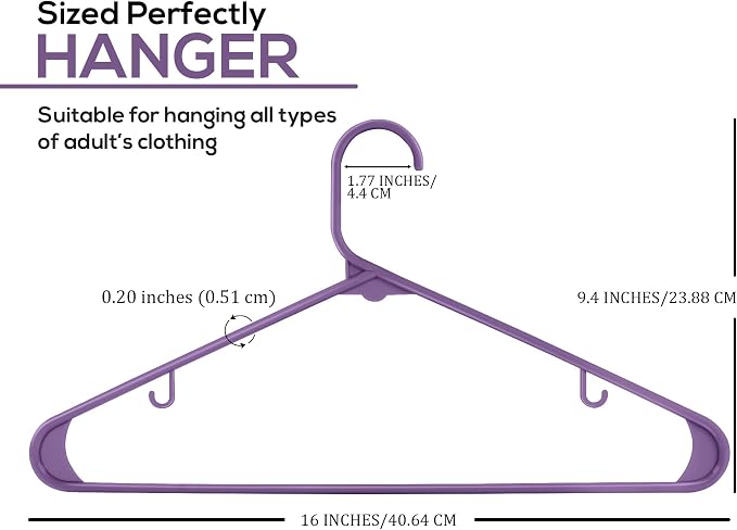 Utopia Home Plastic Hangers 200 Pack - Clothes Hanger with Hooks - Durable & Space Saving Coat Hanger - Heavy Duty Purple Hangers - Skirt Hangers - Image 2