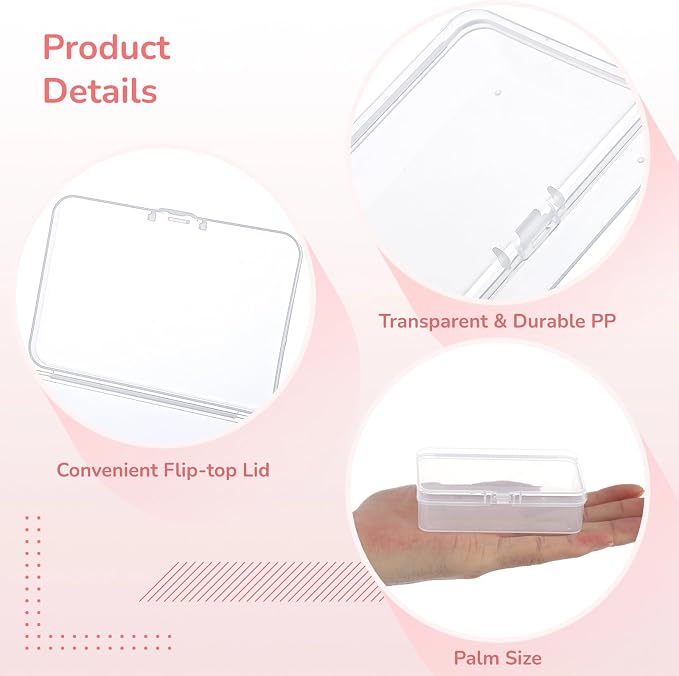 BATTIPAW 6PCS Hair Tie Organizer,Transparent Mini Storage Box,Rectangle Clear Plastic Beads Storage Containers Box,Portable Small Items Holder with Lid for Home, Offices, Business Trips, Travels - Image 5