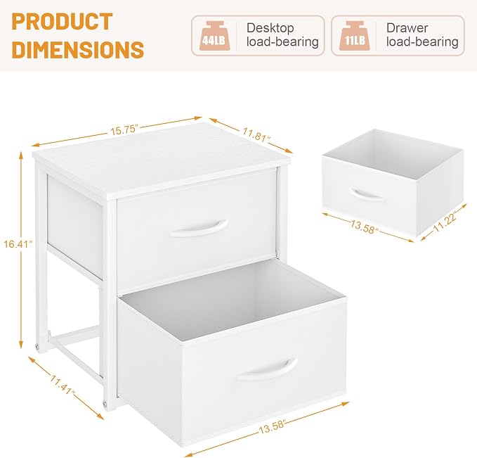 DAOUTIME 2-Pack Stackable Storage Drawers (4 Drawers Total), White Closet Organizer with Wooden Top & Metal Frame, Freestanding or Stackable Dresser for Bedroom, Living Room, Under Bed - Image 3