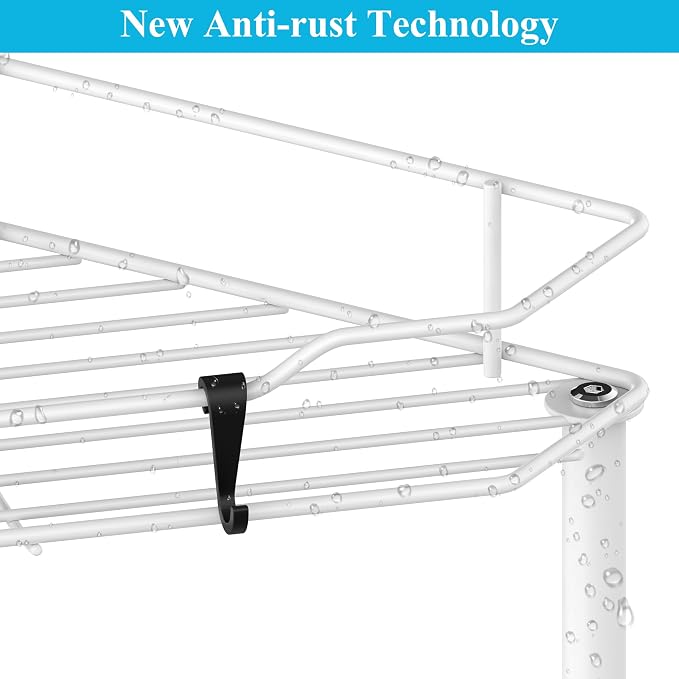 HuggieGems 3 Tier Floor Standing Corner Shower Caddy Organizer Shelf with Hooks, Bathroom Shelves Stand Rack, White - Image 3