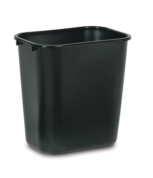 Rubbermaid Commercial Products Wastebasket/Trash Can, 7-Gallon/28-Quart, Black, Plastic, for Bedroom/Bathroom/Office, Fits Under Desk/Sink/Cabinet, Pack of 4 - Image 2