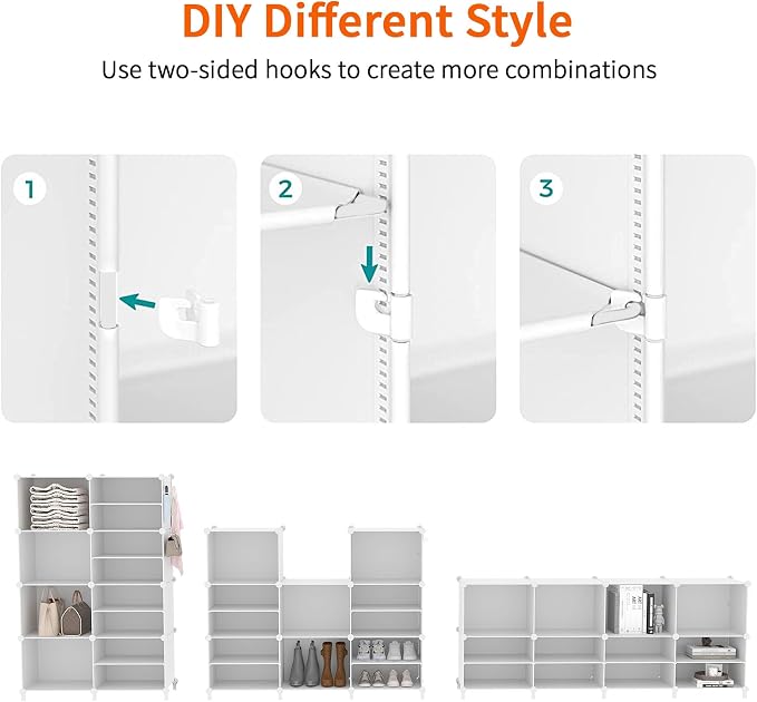 AWTATOS Closet Organizer 8 Cube Storage Shelves Closet Clothes Organizers and Storage Stackable Cubby Shelving for Closet Bedroom Living Room Office White - Image 7