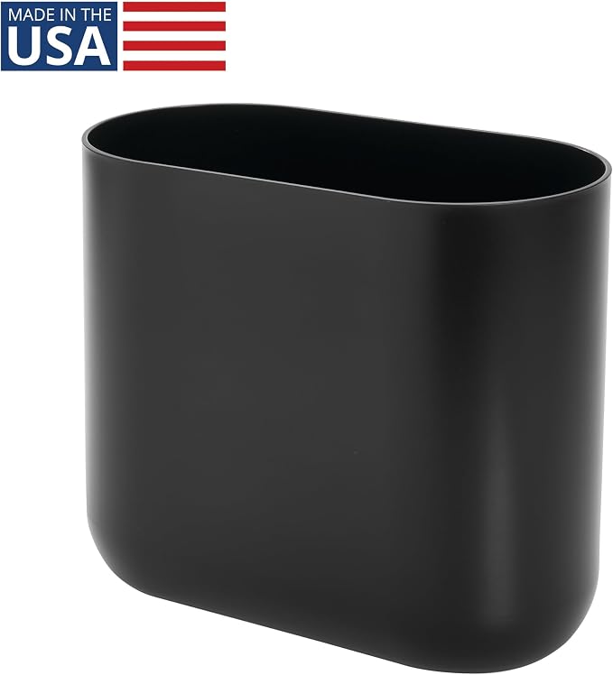 iDesign Small Slim Plastic Bathroom Trash Can, Garbage Can for Bedroom, Office, Desk, Dorm, Black - Image 2