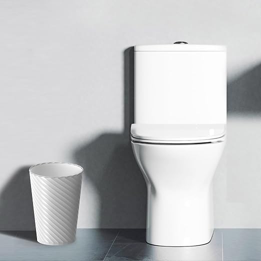 Lysam Bathroom Trash Can, 3 Pack 1.8 Gallons Small Trash Can with Trash Bags, Bathroom Garbage Can, Plastic Trash Bin, Round Waste Basket for Bedroom, Office, Room (White Black Grey) - Image 2