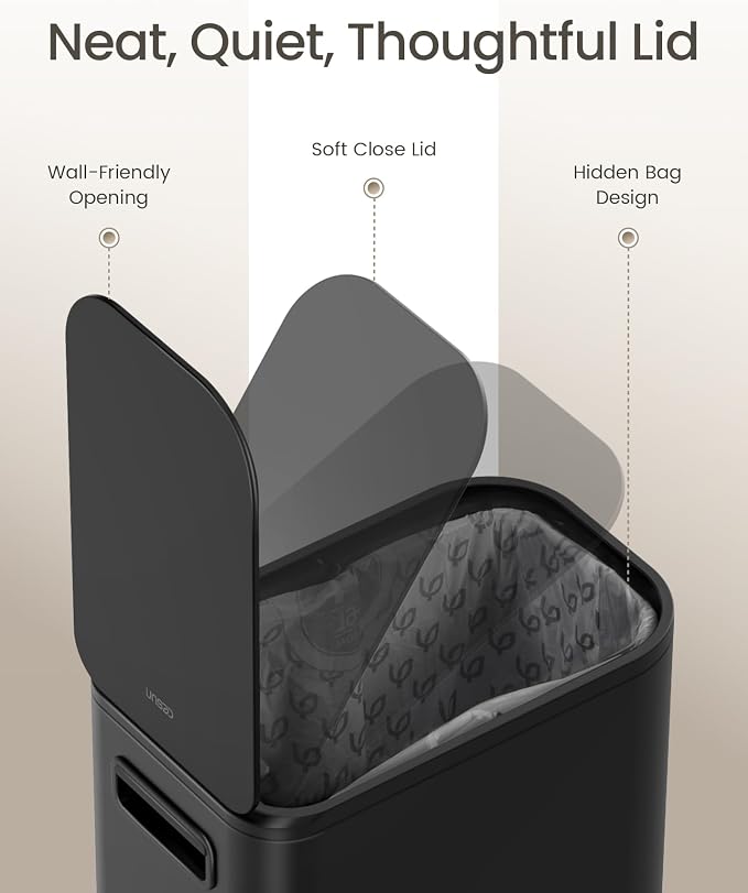 Cesun Small Bathroom Trash Can with Lid Soft Close, Step Pedal, 5 Liter / 1.3 Gallon Stainless Steel Garbage Can with Removable Inner Bucket, Waste Basket for Bathroom, Bedroom (Matte Black) - Image 4