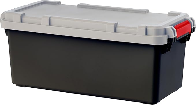 IRIS USA 2 Pack TrailBox, 15 Gallon Lockable Storage Trunk Box, Truck Bed Bin Heavy-Duty Containers Camping Gear, Adventure Chest - Dark Gray/Gray - Image 2