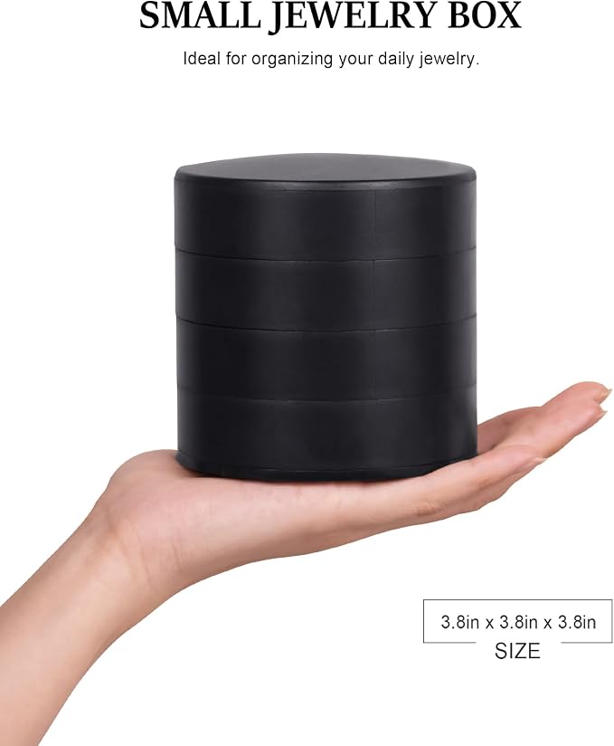CONBOLA Jewelry Organizer, Small Jewelry Storage Box Earring Holder for Women, 5-Layer Rotating Travel Jewelry Tray Case with Lid for Bracelets Rings Bracelets(Black) - Image 4