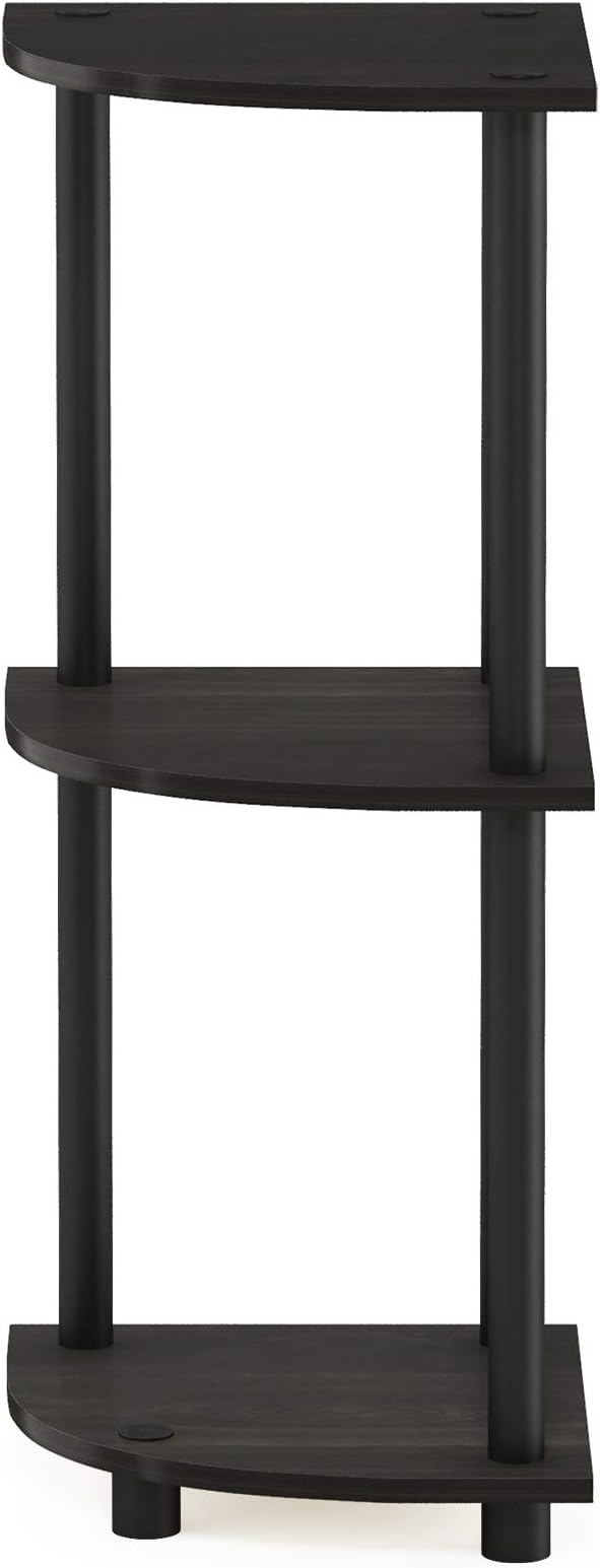 Furinno TURN-N-TUBE Corner Shelf, 3-Tier Corner Bookshelf, Display Storage Shelves with Open Shelves, for Organization and Storage, Living Room, Home Office, Garage, Espresso - Image 7