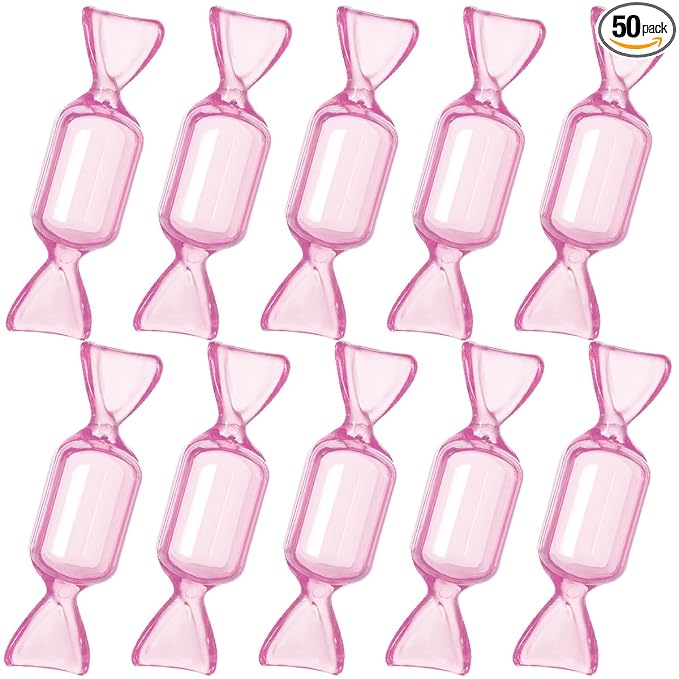 FZBNSRKO 50 Pcs Clear Candy Shaped Jewelry Box,Mini Jewelry Organizer Boxes Lovely Plastic Candy Container DIY Jewelry Accessories for Wedding Party Travel Valentine's Day(pink) by AllCategories