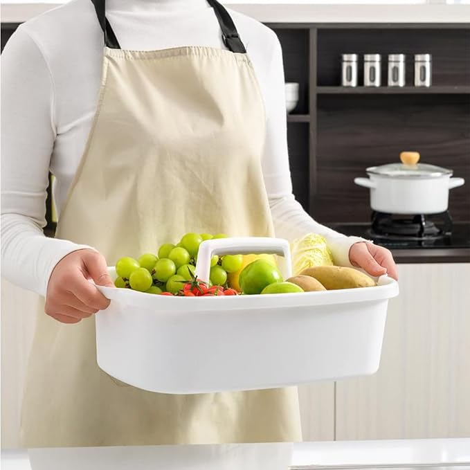 Large Cleaning Supplies Caddy Portable Shower Basket Supply Organizer with Handle Plastic Bucket Tool Storage for Bathroom, Bedroom, Kitchen, College Dorm, Garden, White - Image 2