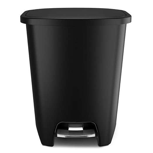 Glad Premium 20 Gallon Trash Can - Plastic Kitchen Waste Bin with Odor Protection of Lid, Stainless Steel Step On Foot Pedal and Garbage Bag Rings, Black - Image 6