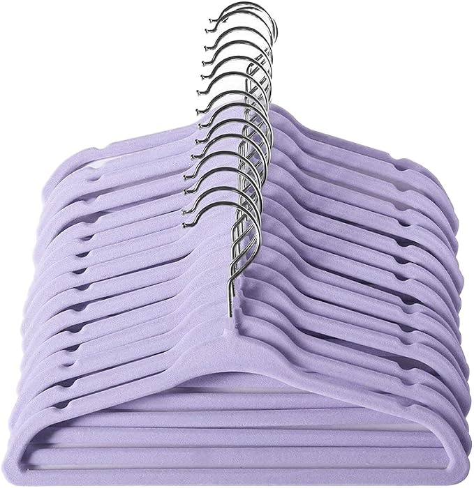 ManGotree 11" Baby Velvet Hangers, Non-Slip Kids Coat Hangers with 360° Swivel Hook, Ultra-Thin Felt Children's Hanger for Infant & Toddler Clothes, 15 Pack (Purple) by ManGotree