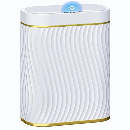Bathroom Small Trash Can with Automatic Touchless Lid, 2.6 Gallon Smart Garbage Can Narrow Waterproof Trash Bin for Bedroom, Office, Living Room by Ogikey