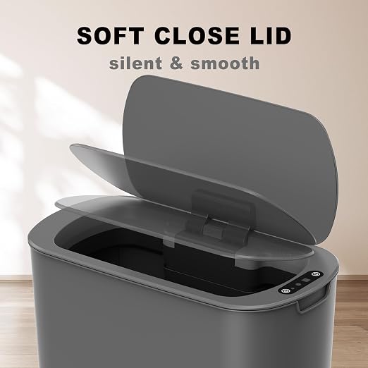 Cesun 5 Gallon Automatic Bathroom Trash Can, Touchless Motion Sensor Garbage Can with Lid, Smart Plastic Slim Wastebasket for Bathroom, Office, rv, Bedroom, Living Room, Grey - Image 9
