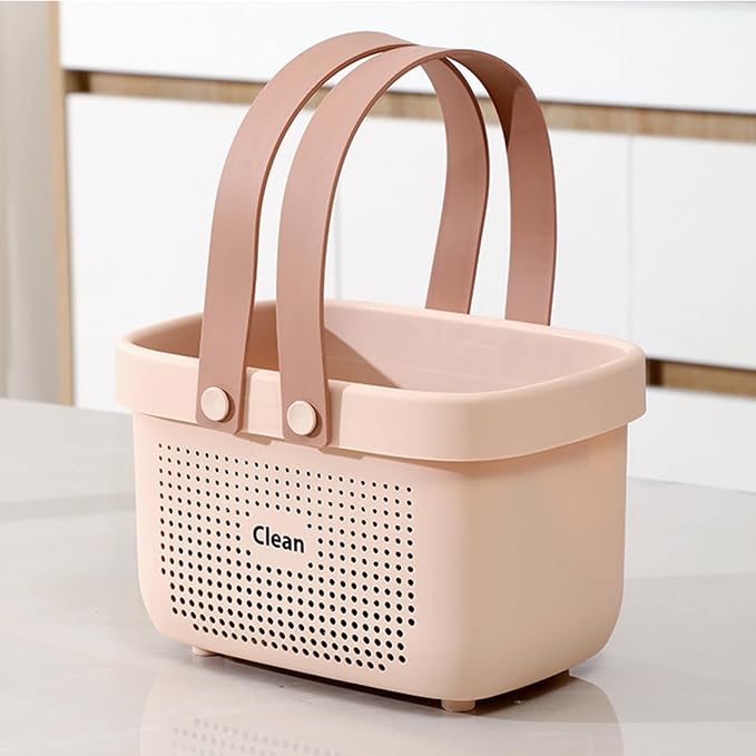 JiatuA Plastic Storage Basket with Handle Portable Shower Caddy Tote Organizer Basket Bin for Bathroom Kitchen Dorm Room Bedroom, Small Pink - Image 5
