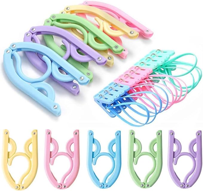 20 PCS Travel Hangers with 12 Pcs Clips - Cruise Ship Essentials Portable Folding Clothes Hangers Travel Essentials Foldable Clothes Drying Rack for Travel by Trubetter